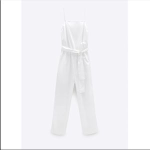 ZARA WHITE COTTON JUMPSUIT M NWT